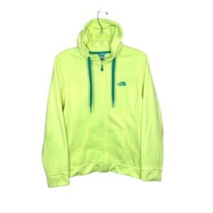 The North Face Womens Full Zip Hoodie Green Teal Logo Trim XL